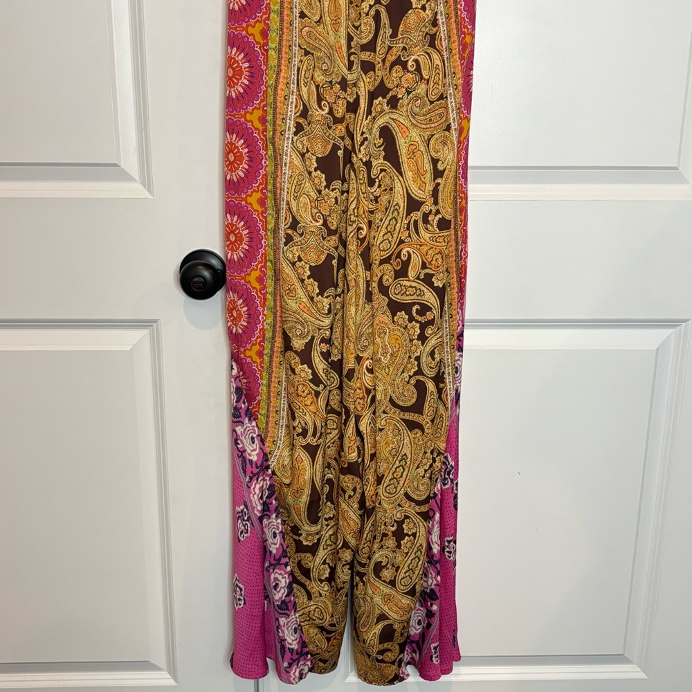 Free People Miranda Paisley Scarf Print Halter Wide Crop Leg Jumpsuit M - Picture 11 of 14